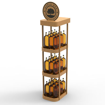 Customizable Store Floor Standing Wooden Three Layer Display Rack Shelf For Wine