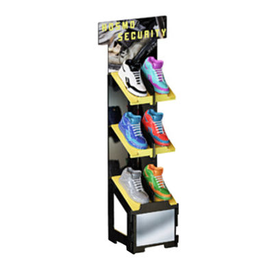 Shop Floor To Ceiling Wooden Display Rack Plywood Rotating Shoe Rack With Custom Logo