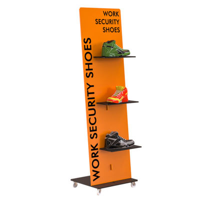 Shop Floor To Ceiling Wooden Display Rack Plywood Rotating Shoe Rack With Custom Logo