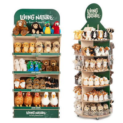 Customizable Movable and Rotating Wooden Display Racks for Plywood Toy Stand for Retail Stores Supermarkets Toy Stores