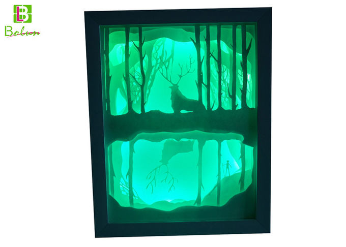 Drawing  Backlit Paper Cut Box  LED system  Polystyrene Deep Woods Deer